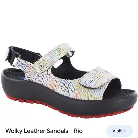Wolky rainbow zebra Rio leather sandals womens 41 nib shoes colorful comfort new